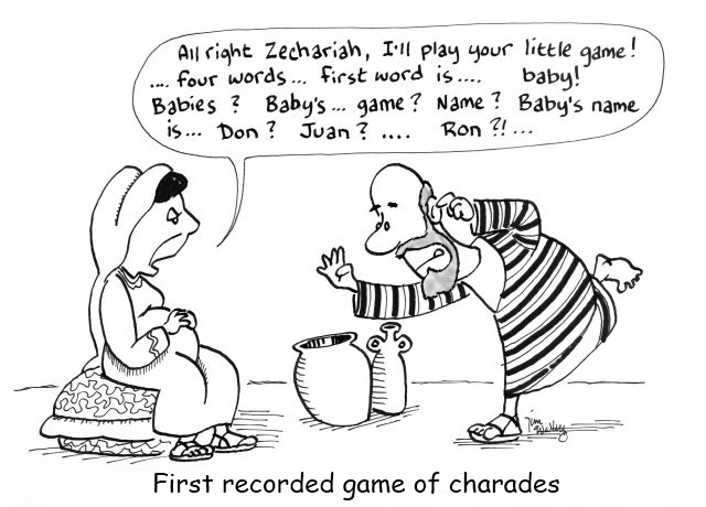 cartoon: "First Recorded Game of Charades"
